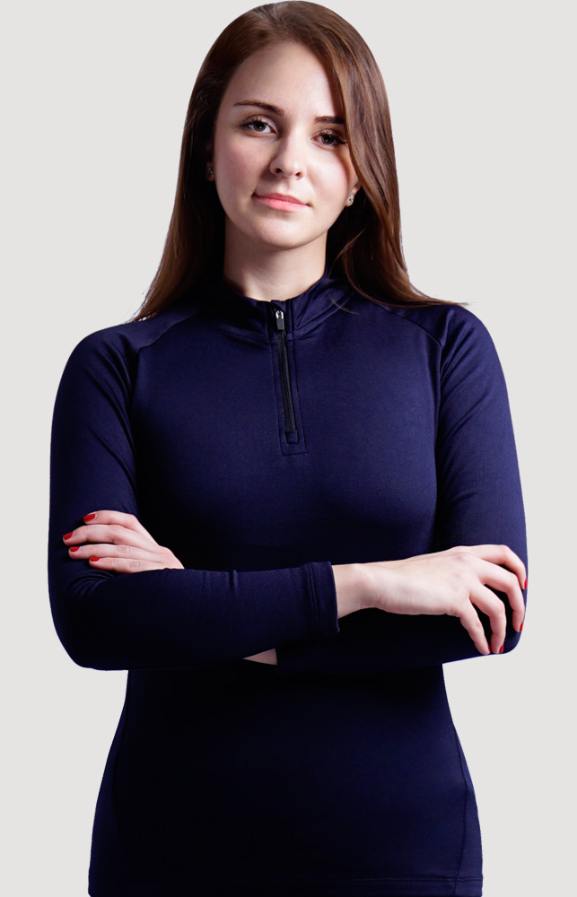 AR-41 Women’s High-Neck Half-Zip Long-Sleeve Top - Navy