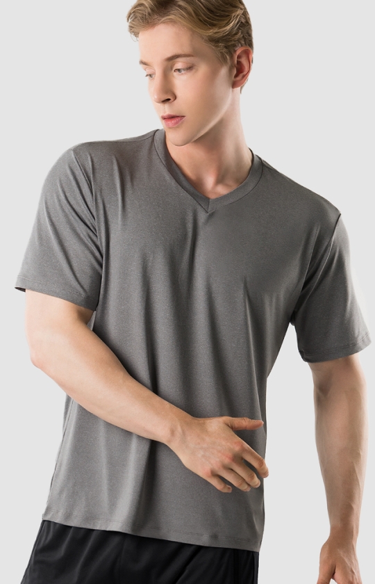 Men's Short Sleeve V-Neck T-Shirt AR-196 - Dark Gray